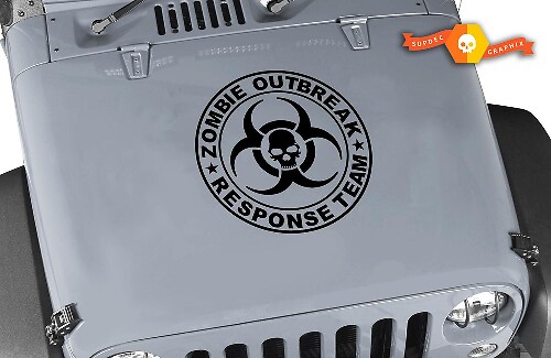 Calcomanía Vinilo Capucha Calavera Peligro Biológico Equipo de Respuesta ante Brote Zombi para Jeep Wrangler