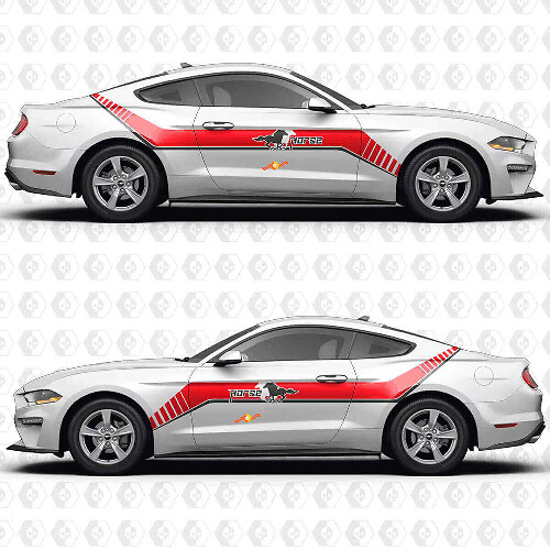 Calcomanía Vinilo Franja de Desfase en Forma de Caballo para Puertas Laterales para Musclecar Musclecarmodel
