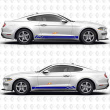 Adhesivo Vinilo Lateral de Bandera a Cuadros y Triple Raya para Ford Mustang_2