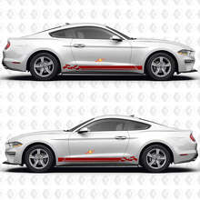 Adhesivo Vinilo Lateral de Bandera a Cuadros y Triple Raya para Ford Mustang_3