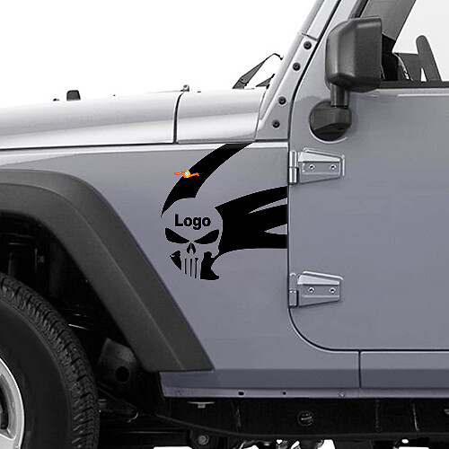 Calcomanía lateral de vinilo con logo Punisher para Jeep Wrangler Rubicon