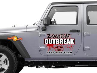 Jeep Rubicon Wrangler Zombie Outbreak Response Team Skull Wrangler Calcomanía para puerta