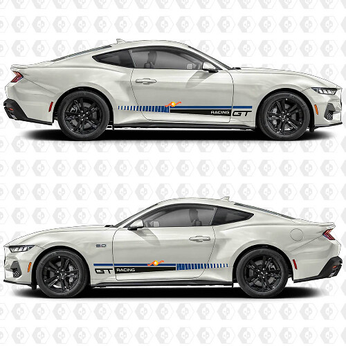 Calcomanías de vinilo con rayas laterales estilo GT Racing para puerta para Ford Mustang 1
