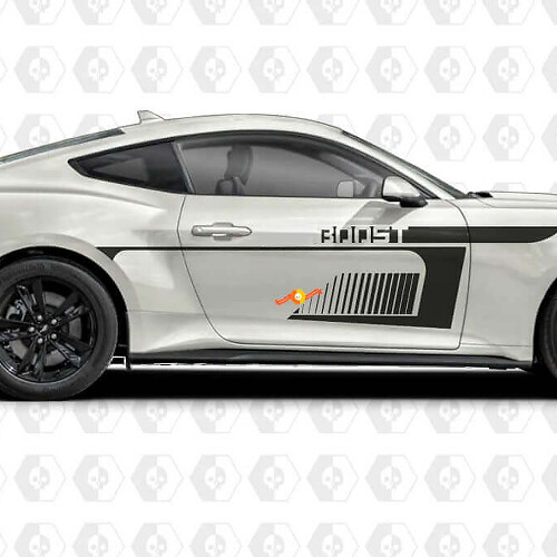 Calcomanía gráfica adhesiva de vinilo para puerta lateral con franjas de espacio negativo Boost para Musclecar Musclecarmodel