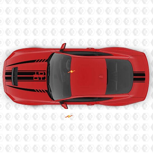 Vinilos adhesivos de rayas musculares simétricas GT para capó y maletero para Ford Mustang 1