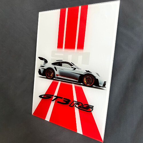Panel de arte de pared de garaje acrílico brillante inspirado en GT3 RS