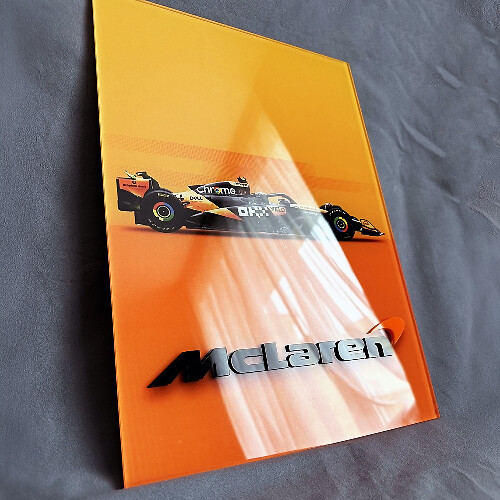 Panel de arte de pared de garaje de acrílico brillante personalizado F1 McLaren