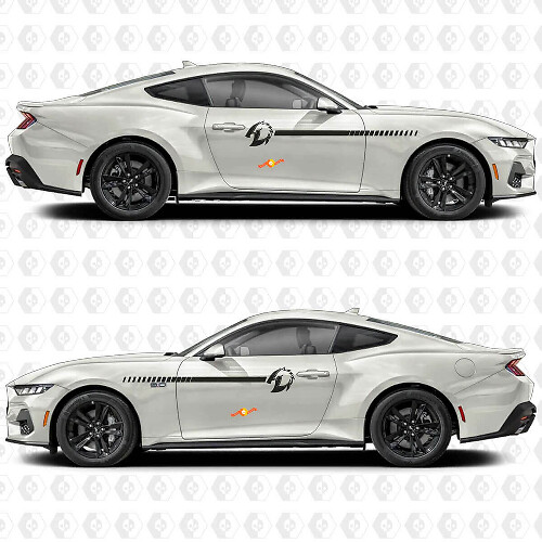 Juego de calcomanías de vinilo de franjas laterales con sombra de caballo para Musclecar Musclecarmodel
