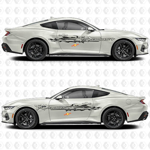 Calcomanías Vinilo de Rayas Urbanas Eco Boost para Puertas Laterales para Ford Mustang