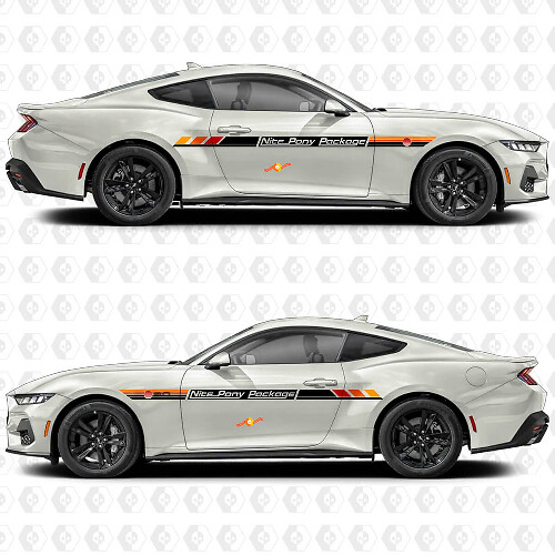 Nite Pony Paquete Pegatina de Vinilo de Tira Lateral de Estilo Degradado Retro Sunset para Puerta para Ford Mustang 1