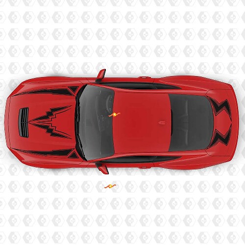 Calcomanía de vinilo con franjas de rayo para capó y maletero para Ford Mustang 1