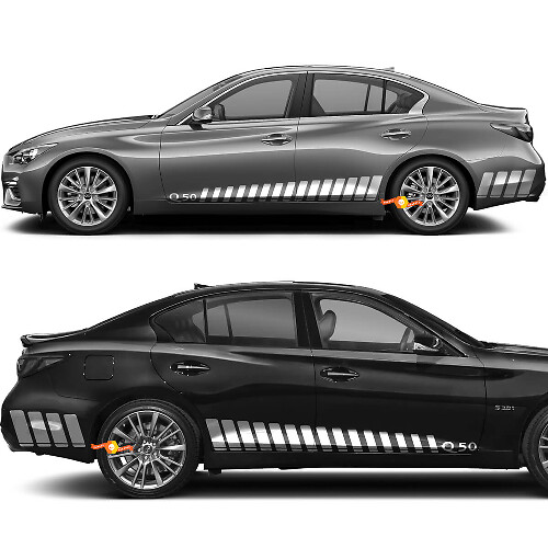Kit de adhesivos de vinilo a rayas Strobe Racing para paneles laterales de Infiniti Q50 Q60