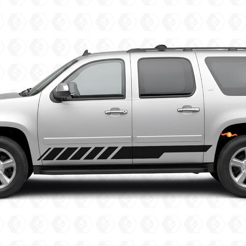 Vinilos en rayas inclinadas para puerta de carreras y panel de estribo para Chevrolet Suburban GMT900 2007-2014