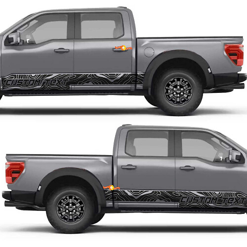 Calcomanía de vinilo para paneles laterales de puertas con patrón de mapa topográfico para Ford F-150 1