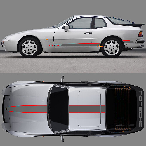 3.0 CS Stripes Sides Hood Roof Kit - Custom Vinyl Decal Graphics for Porsche 944