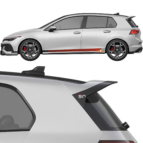 Kit de adhesivos de vinilo con franjas laterales de carreras y spoiler GTI 50 para Volkswagen Golf GTI Edición 50
