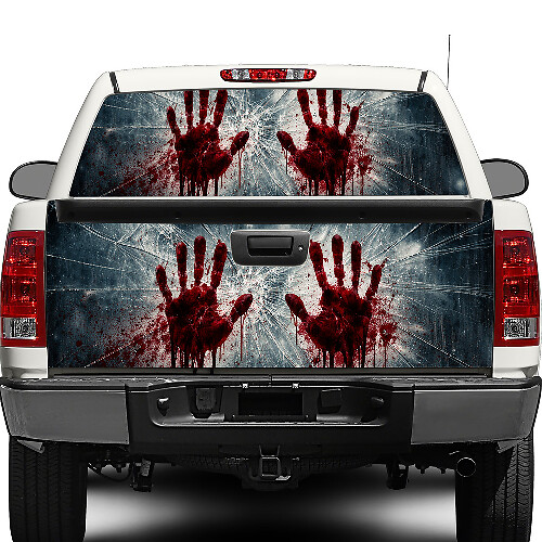 Calcomanía de vinilo de manos zombis con ventana trasera o portón trasero de vidrio roto para pick-ups y SUVs