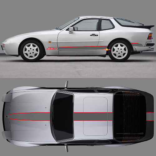 Kit de adhesivos vinilo para franja lateral de capó y techo CS 30 para Porsche 944