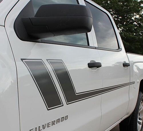Pegatinas vinílicas laterales de franjas en contorno estilo hockey para Chevrolet Silverado 2000-2015