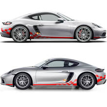 Kit de Calcomanías de Vinilo de Raya Lateral a Cuadros para Porsche 718 Cayman_2