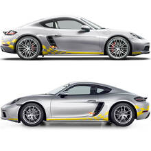 Kit de Calcomanías de Vinilo de Raya Lateral a Cuadros para Porsche 718 Cayman_3