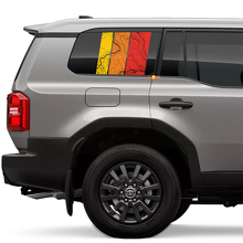 Calcomanías adhesivas de vinilo con gr&aacute;fico retro topogr&aacute;fico con franjas Heritage para ventana lateral trasera para Toyota Land Cruiser 2