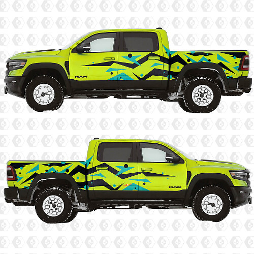 Kit de vinilos laterales con gráficos abstractos geométricos para Dodge RAM 1500 TRX