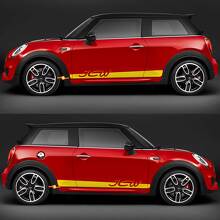 Adhesivo de vinilo con gráficos de rayas JCW para puertas laterales para Mini Cooper F56 2