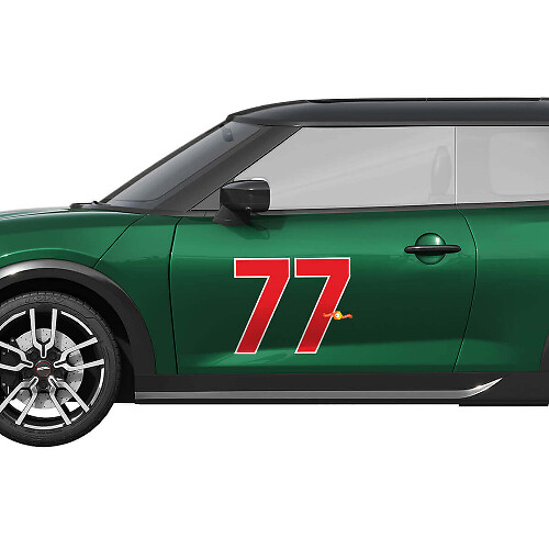 Pegatina de vinilo gráfica lateral con logo 77 Racing para Mini Cooper S 1