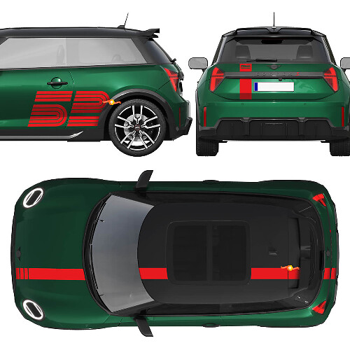 Pegatina Vinilo de Rayas Gráficas de Carreras con Logotipo Victory Edition 52 para Puerta Lateral de Mini Cooper S 1