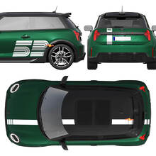 Pegatina Vinilo de Rayas Gráficas de Carreras con Logotipo Victory Edition 52 para Puerta Lateral de Mini Cooper S 3