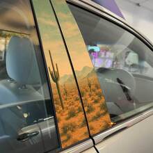 Adhesivo de vinilo para puertas tipo pilar con paisaje desértico vintage 2