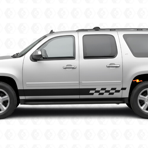 Vinilos de franjas a cuadros importados para puerta y panel de estribo para Chevrolet Suburban GMT900 2007-2014