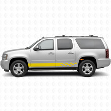 Vinilos de franjas a cuadros importados para puerta y panel de estribo para Chevrolet Suburban GMT900 2007-2014_3
