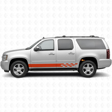 Vinilos de franjas a cuadros importados para puerta y panel de estribo para Chevrolet Suburban GMT900 2007-2014_4