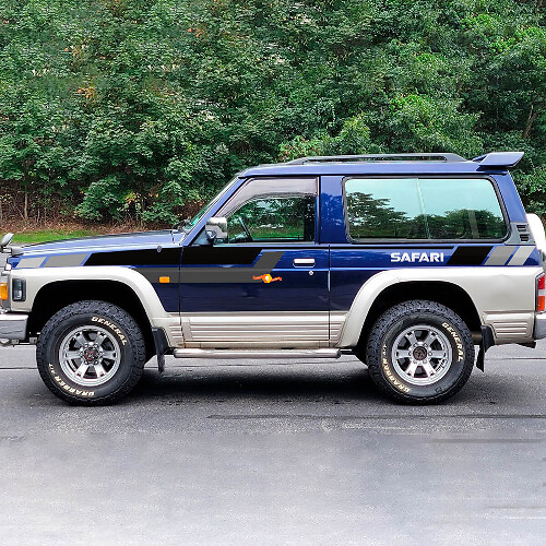Calcomanía adhesiva de vinilo con rayas para bloques de color en puertas laterales y guardabarros Safari para Nissan Patrol 1