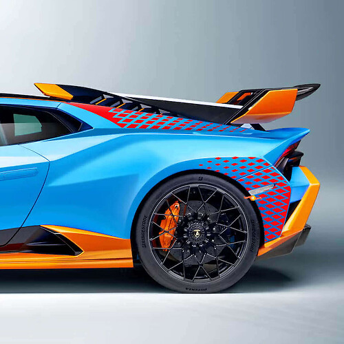 Kit de vinilo adhesivo de guardabarros trasero a cuadros para Lamborghini Huracan STO
