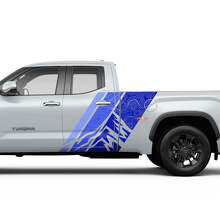 Pegatinas de vinilo laterales para puerta trasera con rayas de estilo topográfico de montañas vintage para Toyota Tundra CrewMax_3