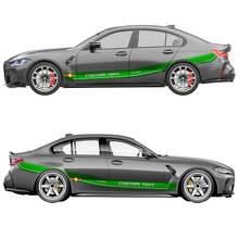Calcomanía de vinilo de franjas con letras M Performance para puertas laterales y guardabarros para BMW M3 G80 2