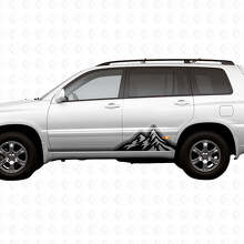 Pegatinas adhesivas de vinilo con franjas laterales gráficas estilo vintage Mountains para Toyota Highlander 2006_2
