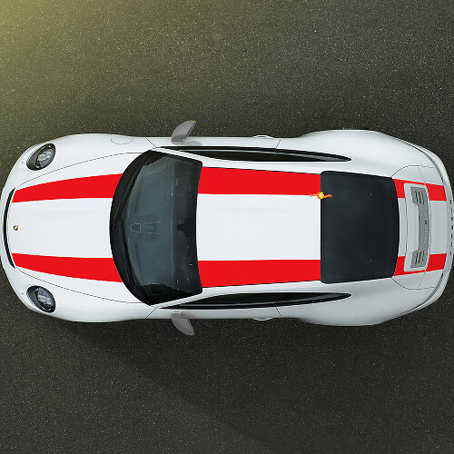 Kit de Calcomanías de Vinilo con Rayas Dobles Anchas para Capó, Techo y Maletero para Porsche 911R_1