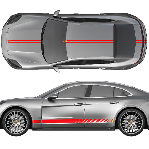 Kit de Calcomanías de Vinilo con Rayas de Carreras para Lados Capó Techo Maletero para Porsche Panamera 1