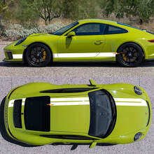 Kit de Calcomanías de Vinilo con Dobles Rayas de Carreras en los Lados, Capó, Techo y Maletero para Porsche 718 Cayman Boxster 2