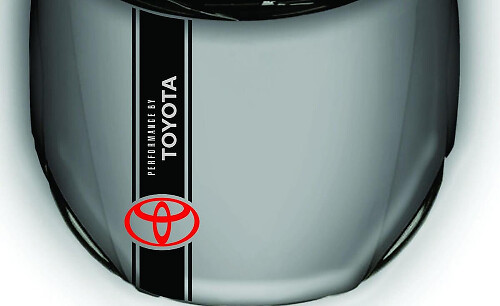 Calcomanía de vinilo de franjas en el capó Performance by Toyota para coches Toyota
