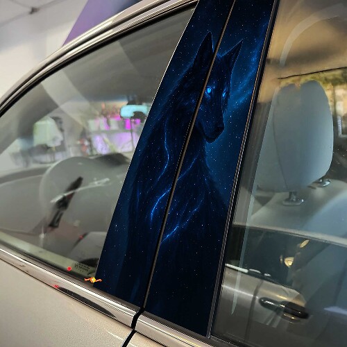 Calcomanía adhesiva de vinilo para puertas estilo pilar Galactic Wolf