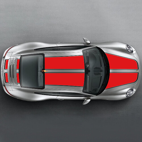 Kit de Calcomanías de Vinilo de Rayas Dobles Anchas para Capó, Techo y Maletero para Porsche 911 1