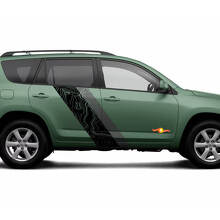 Pegatinas de vinilo con franjas laterales estilo mapa topográfico para puertas para Toyota RAV4 2006-2012 2