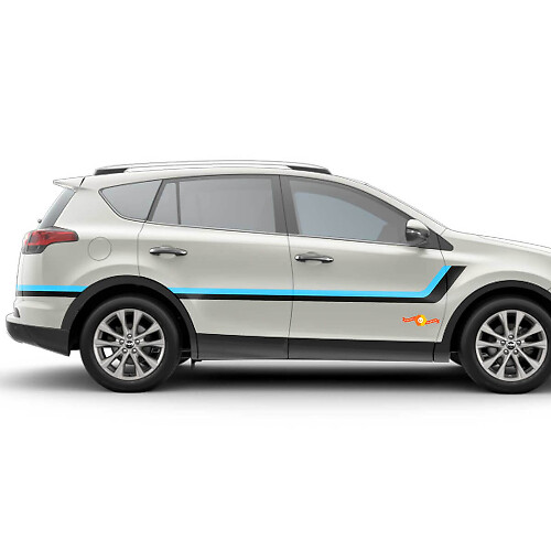 Pegatinas de vinilo con rayas gemelas para el lateral de la puerta para Toyota RAV4 2013-2018