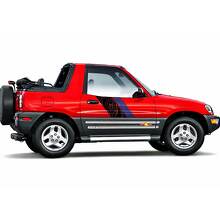 Pegatinas de vinilo con diseño de franjas laterales para puerta en estilo mapa topográfico para Toyota RAV4 1994-2000 3
