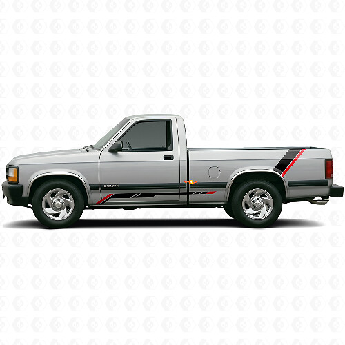 Calcomanía de Vinilo Gráfica de Panel Lateral Trasero con Rayas a Cuadros para Dodge Dakota 1987-1996